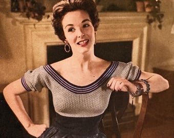 Vintage CROCHET PATTERN 1950s Scoop Neck Blouse #231 PDF Digital download