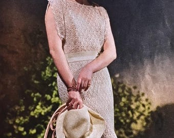 Patrón de vestido de crochet vintage de los años 30 (descarga instantánea en PDF)