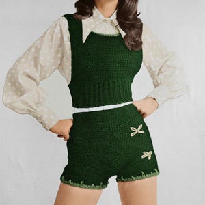 Vintage CROCHET PATTERN Peasant Hot Pants and Top 32-36-40 PDF digital download #442