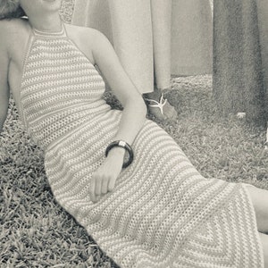 CROCHET PATTERN Vintage Halter Dress/Coverup Crochet Pattern. Instructions for sizes Sm-Md-Lg.  PDF Digital download.