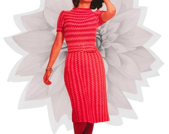 CROCHET PATTERN Vintage Striped Womens Dress. Sm-Md-Lg. PDF digital download