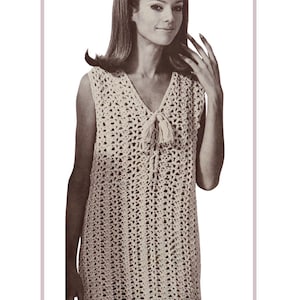 CROCHET PATTERN Vintage Shell Dress Pattern Womens Sm/Md/Lg  Retro 1970 groovy peek-a-boo PDF Instant download