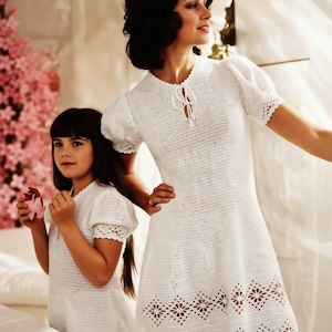 Patrón de vestido de crochet vintage, década de 1970, para mujer o niña, n.° 523, descarga digital en PDF.