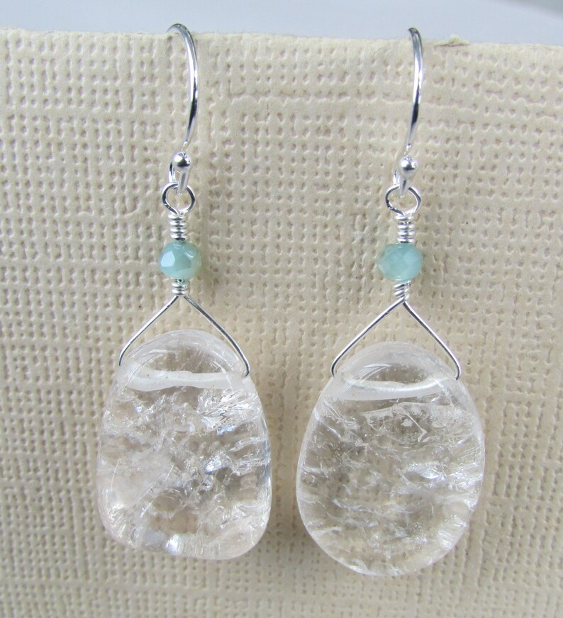 Cracked Crystal Quartz Earrings With Seafoam Green Crystal and Etsy
