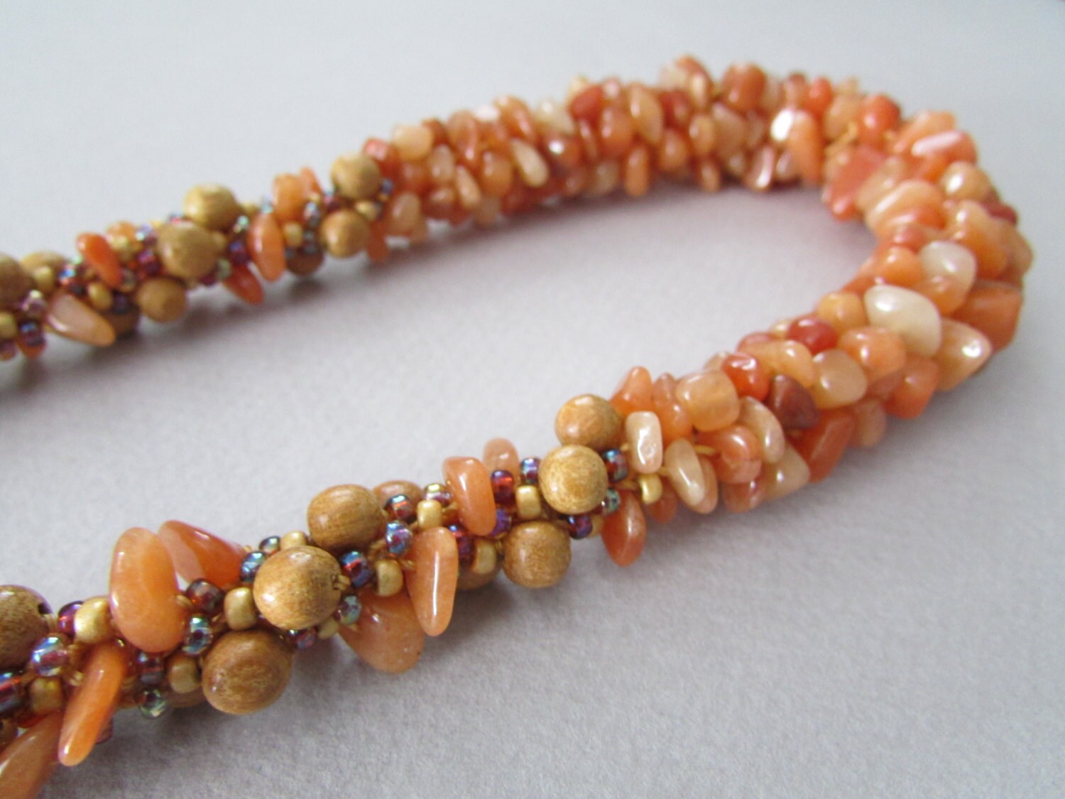 Orange Marmalade Kumihimo Necklace with Red Aventurine and Etsy