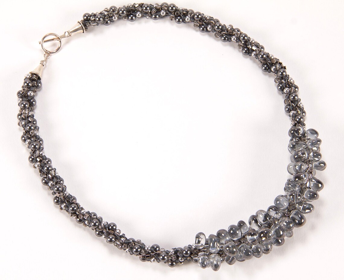 Crystal Quartz Kumihimo Necklace Rhinestone Chain Necklace Kumihimo