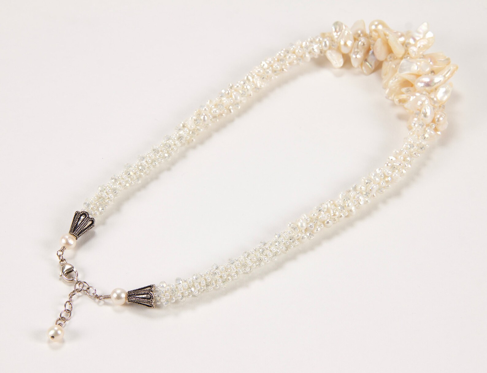 Pearl Kumihimo Necklace Kumihimo Jewelry White Kumihimo Etsy