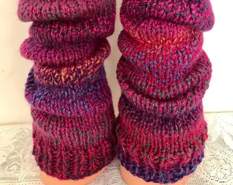 PRE-ORDER - Raspberry Hand-Knitted Chunky Leg Warmers