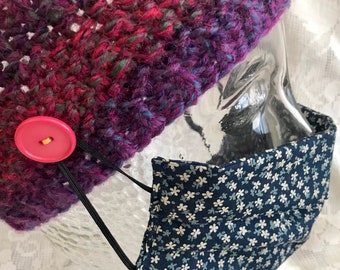 Knitted Headband with Buttons (for Face Mask)
