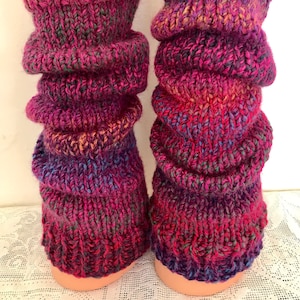 PRE-ORDER - Raspberry Hand-Knitted Chunky Leg Warmers