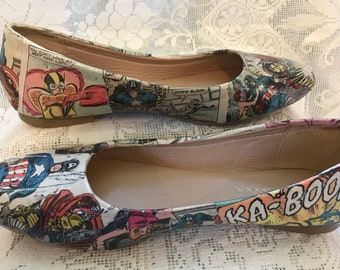 UK 4 (37) Avengers Marvel Decoupaged Shoes