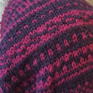 Fuschia Fair Isle Slouchy Knitted Hat image 3