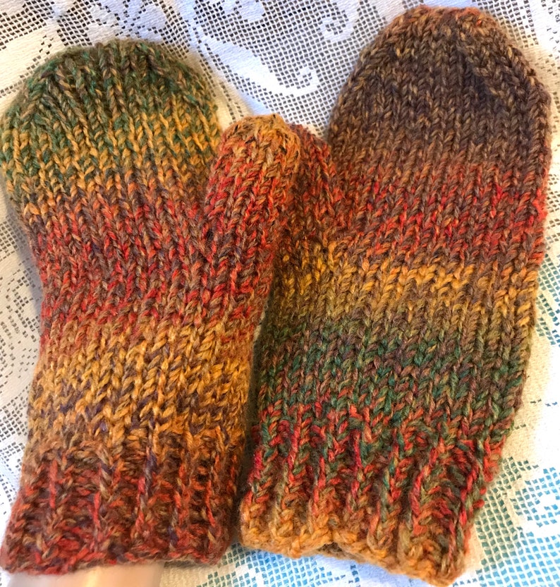 Chunky Hand-Kitted Mittens Gloves