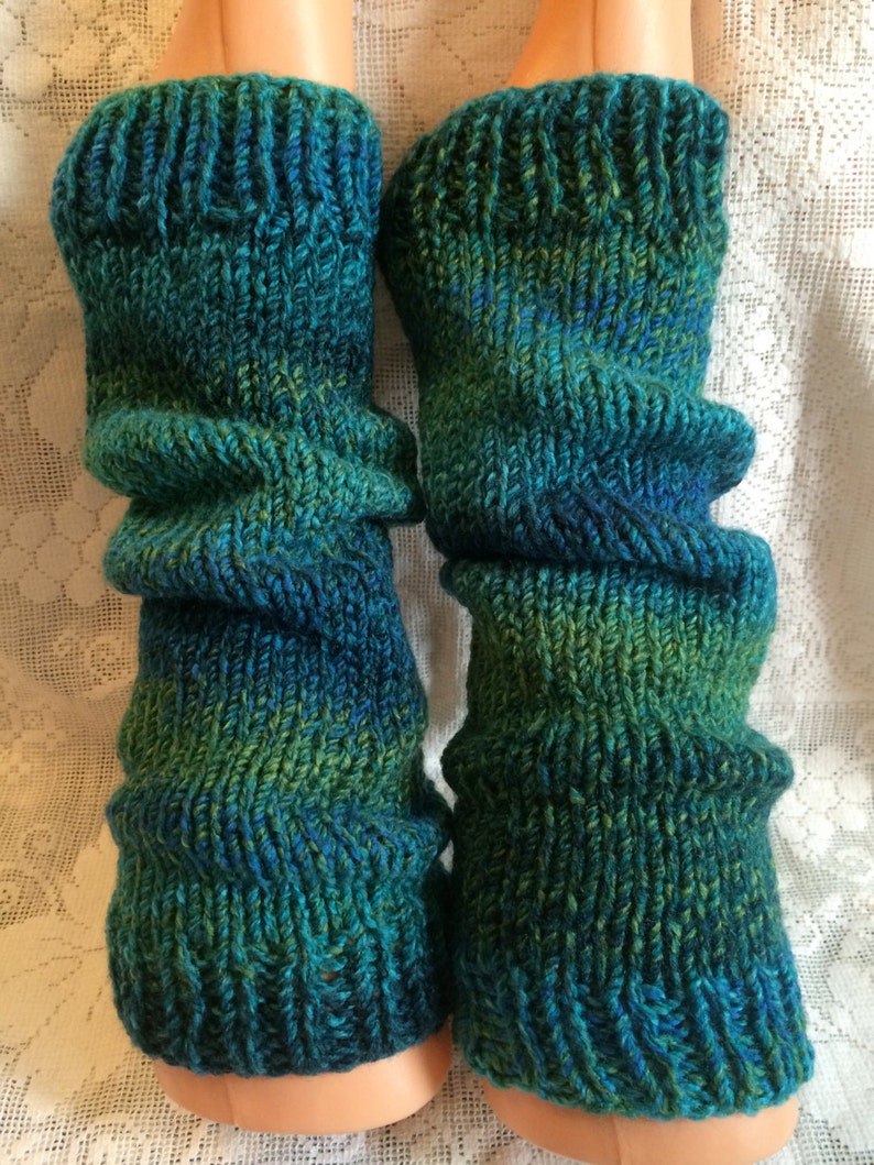 Sea Green Handknitted Chunky Leg Warmers Green Blue Etsy UK