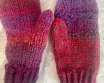 Pink Raspberry Chunky, Hand-Knitted Mittens Gloves, Various Colours Available