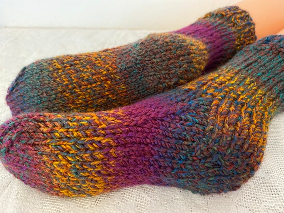 Short, Chunky, Hand-Knitted Socks