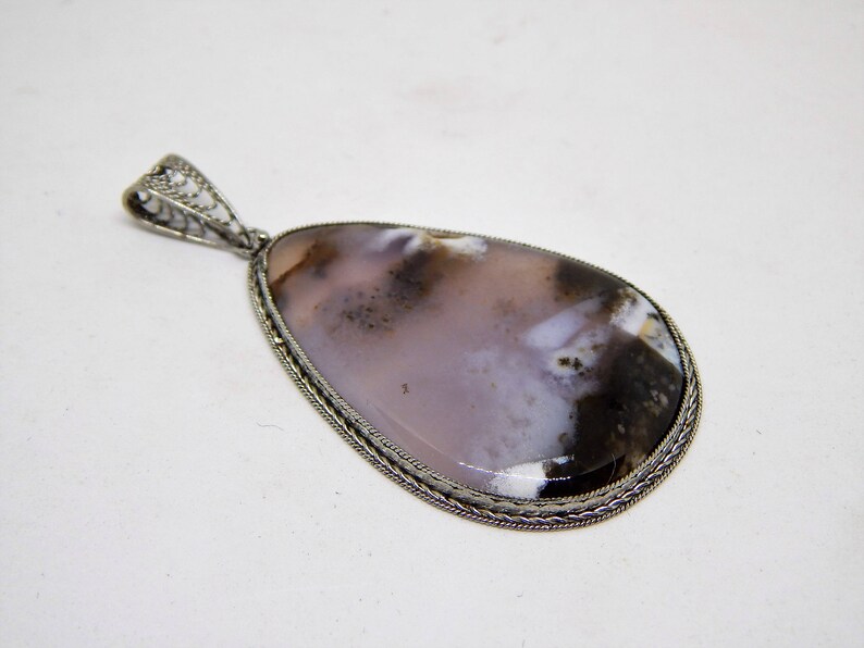 Dendritic agate pendant dendritic opal magic stone pendant merlinite picture stone