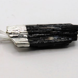 Natural Black Tourmaline Pendant Necklace Raw Black Tourmaline Charm Black Crystal Pendant Black Magic Stone Pendant