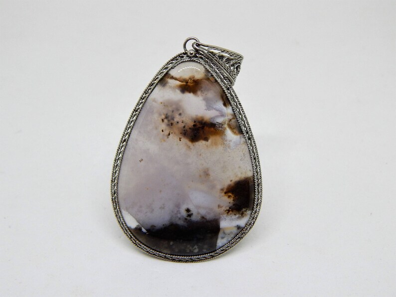 Dendritic agate pendant dendritic opal magic stone pendant merlinite picture stone