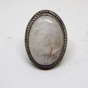 Moonstone Ring Stainless Steel Ring Natural White Moonstone Ring White Labradorite Ring Witch Ring Magical Jewelry Custom Jewelry Moon Rock image 3
