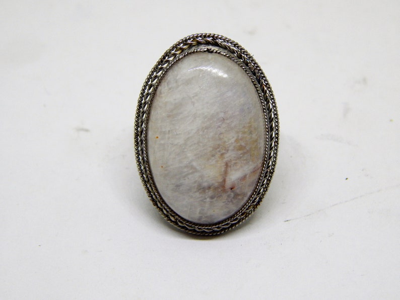 Moonstone Ring Stainless Steel Ring Natural White Moonstone Ring White Labradorite Ring Witch Ring Magical Jewelry Custom Jewelry Moon Rock image 3