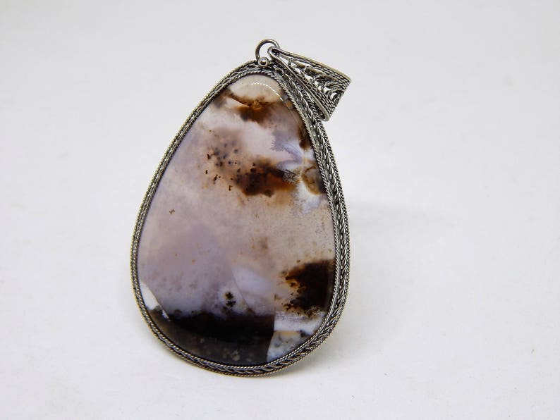 Dendritic agate pendant dendritic opal magic stone pendant merlinite picture stone