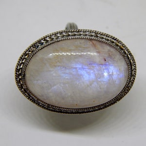 Moonstone Ring Stainless Steel Ring Natural White Moonstone Ring White Labradorite Ring Witch Ring Magical Jewelry Custom Jewelry Moon Rock image 6