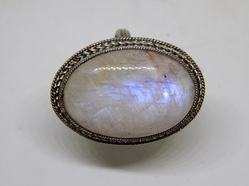 Moonstone Ring Stainless Steel Ring Natural White Moonstone Ring White Labradorite Ring Witch Ring Magical Jewelry Custom Jewelry Moon Rock image 6