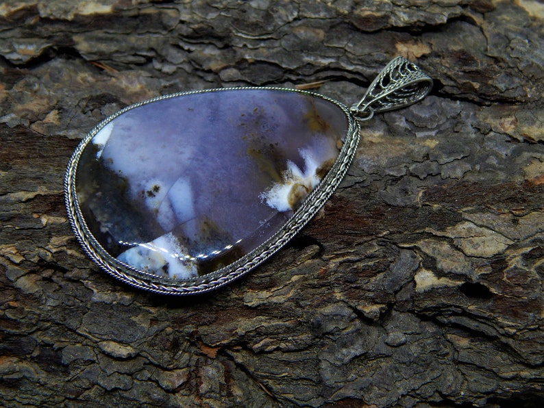 Dendritic agate pendant dendritic opal magic stone pendant merlinite picture stone