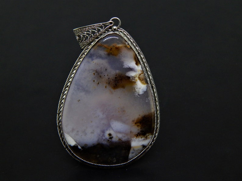 Dendritic agate pendant dendritic opal magic stone pendant merlinite picture stone