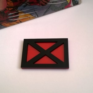 Mutant Belt Buckle Top X Rectangle Black on Red
