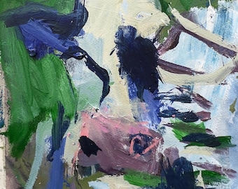 Original Cow Painting – Expressive Mixed Media Farm Animal Art (11x14 on Paper)