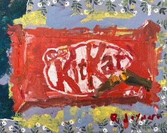 Kit Kat Candy Bar Original Painting – Candy Pop Art – 12x9 Canvas