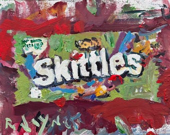 Skittles Candy Bag Original Painting – Colorful Pop Art – 12x9 Canvas
