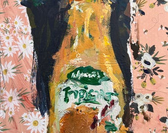 Tropicana Orange Juice Bottle Original Painting – Kitchen Pop Art – 12x9 Canvas