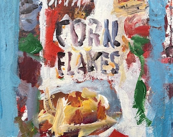 Corn Flakes Print | Vintage Breakfast Cereal Art