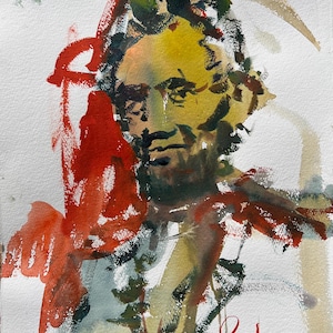 Original Abstract Watercolor Abe Lincoln Portrait, Historical Artwork, USA Presidential Art, Unique Abraham Lincoln Artwork