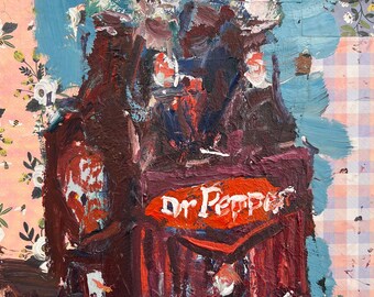 Dr Pepper 4-Pack Original Painting – Soda Pop Art – 14x11 Canvas