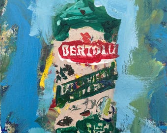 Bertolli Olive Oil Painting – Italian Kitchen Food Art – 12x9 Original Acrylic