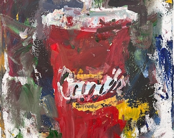 Original Raising Cane’s Cup Painting – Fast Food Pop Art (11x14 Acrylic Canvas)