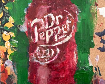 Dr Pepper Can Original Painting – Soda Pop Art – 14x11 Canvas