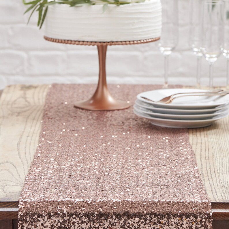 Rose Gold Sequin Table Runner Sequin Runner Gold Sequin Etsy