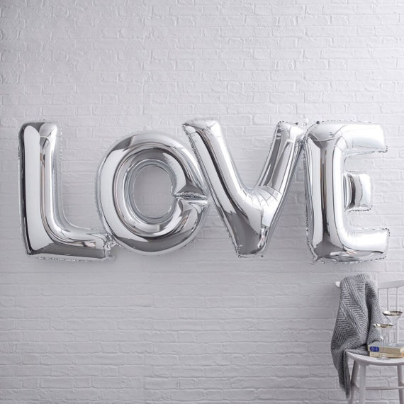 Jumbo Silver Love Foil Balloon Silver Love Letters Wedding | Etsy