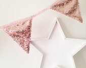 Rose Gold Sequin Bunting, Sequin Banner, Sequin Bunting, Gold Bunting for Wedding, Birthday Celebration, Bunting Room Decoration