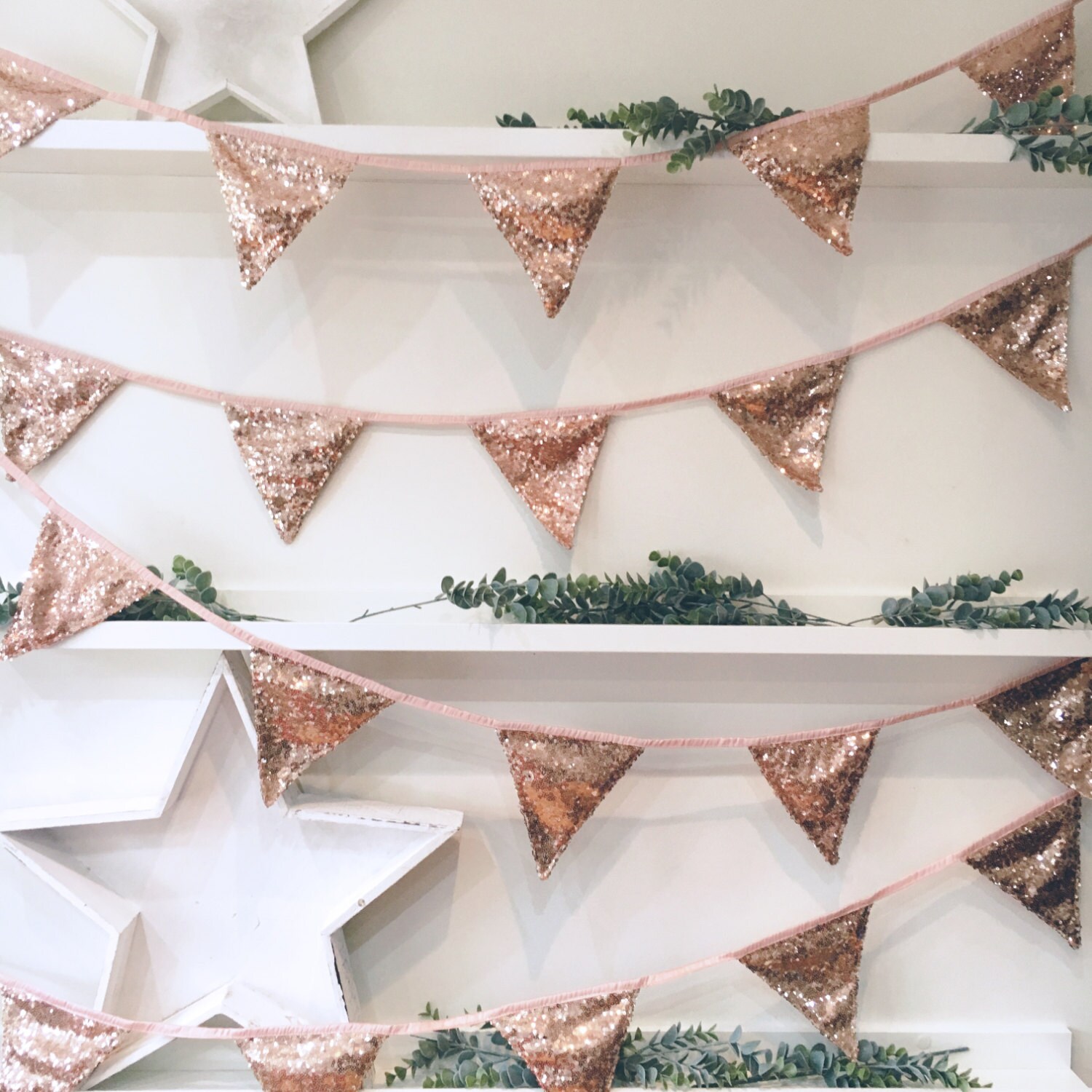 Rose Gold Sequin Bunting Gold Bunting Sparkly Bunting Rose Etsy UK