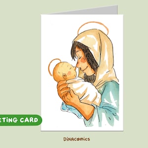 Christmas Postcard Spanish Catholic Christian - Holy family merry christmas Jesus Mary Joseph Original square