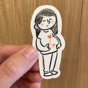 Naklejka kobieta w ciąży dziecko dwa serca - samoprzylepna kobieta w ciąży dinacomics