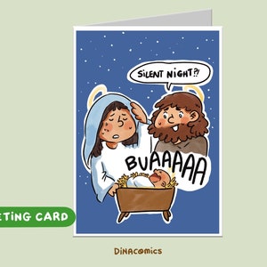 PACK OF 2- Christmas Card fun  Dinacomics funny postal de Nadal *Blank inside * English Spanish Catalan - A6 card - envelope included