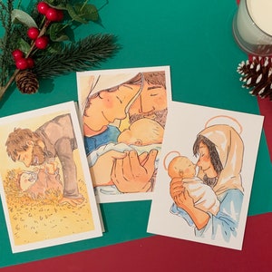 Pack 3 cartoline cristiane di Natale - vuoto all'interno - 3 buste bianche incluse A6 dimensioni Nadal Postal Felicitaci