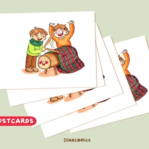 Pack 5 postcards christmas tio de Nadal Catalunya caga tió - catalan tradition A6 postcard